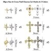 Kurilai 60pcs Cross Nail Charms for Acrylic Nails Accessories, 3D Star Nail Decorations for Nail Art, Cross Metal Pearl Rhinestones Nail Decor for Women Girl DIY Jewelry Cellphone Crafts(Gold+Silver)