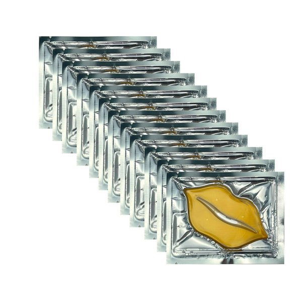 Adofect 30 Pieces Collagen Crystal Gold Lip Care Gel Masks, Collagen Crystal Lip Pads Greate for Moisturizing Lip, Remove Dead Skin, Anti Chapped & Anti-Aging and Plump Your Lips, Yellow Gold