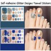 8Sheets Marble Toe Nail Polish Strips Stickers Self-Adhesive Nail Decals Nail Supplies Semi Cured Toenail Gel Strips Stickers Marble Foil Designs Full Nail Wraps Toe Nail Polish Sticker for Women