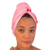OOF! No More Poof! 100% Cotton Pink T-Shirt Hair Towel + Zero Microfiber + Soft, Lightweight + Reduce Breakage, Frizz & Tangles! + Perfect for Plopping and Curly Hair Care + Turban Head Wrap