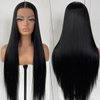 MITIMES 32inch Long Straight Lace Front Wigs Natural Black Glueless Straight Hair Lace Front Wig Pre Plucked Synthetic HD Lace Front Wig For Black Women