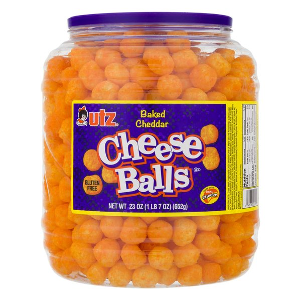 Utz Cheese Balls – 23 Ounce Barrel (1.44 lbs) – Made with Real Cheese, Resealable Container, Gluten Free, Easy and Quick Party Snack
