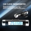 LCD Display Digital Clip on Car Clock Thermometer Temperature Meter Gauge Automotive Mini Clock Monitor with Backlight for Truck Car(Blue Backlight)