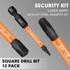 12-Pack Square Drive Bits- Premium S2 Alloy Steel Square Bit Set Magnetic Heads- Robertson Square Drill Bit Set (Long 2.55"& Hex Shank) Square Head Screwdriver Sizes #0, 1, 2, 3, and #4
