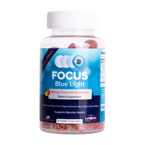 Focus Blue Light Supplement | Lutein and Zeaxanthin Supplement for Eye Health and Blue Light Protection | 60 Count Mango Flavored Gummy, 30 Day Supply