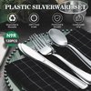 N9R 120PCS Silver Plastic Silverware, Silver Plastic Cutlery Set Disposable Flatware Dinnerware -60 Silver Forks, 30 Silver Spoons, 30 Silver Knives for Wedding, Party, Daily Use Silver Utensils