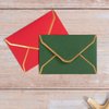 100 Pieces Mini Christmas Envelopes V Flap Small Envelopes with Gold Border for Blank Note Cards, Business Gift Cards (Red/Dark Green) (4 x 2.7 Inches)