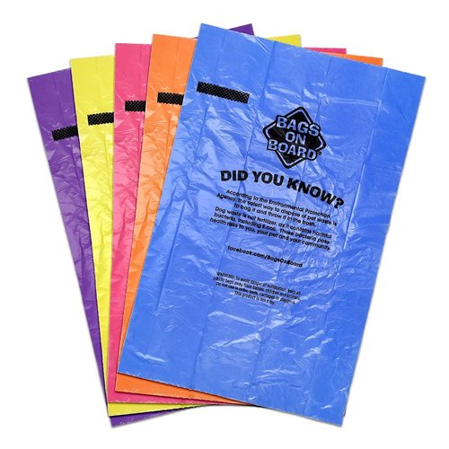 Bags on Board Dog Poop Bags | Strong, Leak Proof Dog Waste Bags | 9 x14 Inches, 140 Assorted Color Bags, Rainbow, (Model: 3203940044)