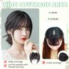 Clip In Bangs-Fake Bangs Hair Clip 100% Real Human Hair Extensions 3 Secure Clips in Full Fringe French Bangs for Women Curved Bangs for Daily Wear （Off Black）