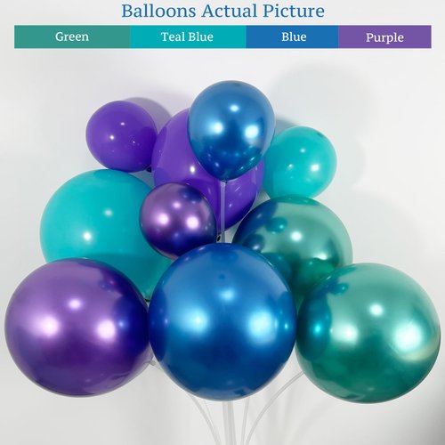 ECEAE 131Pcs Video Game Balloon Arch Garland Kit with Star and Gradient Metallic Balloons – Green, Blue, and Purple for Kids Party, Birthday Party Decorations