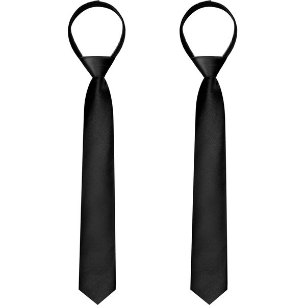 SATINIOR 2 Pieces Zipper Ties for Boys Zipper Pre-tied Neckties Adjustable Neck Strap Tie, 38 x 5 cm/ 15 x 2 Inches (Black)
