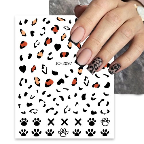 6 Sheets Leopard Print Nail Art Stickers 3D-Self Adhesive Nail Stickers,Leopard French Nail Decals Colorful Leopard Nail Art Design for Women Girls DIY Manicure Tips Nail Art Decoration Supplies