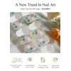 AutyaMee Semi Cured Gel Nail Strips (Flower French)-20 PCS Gel Nail Stickers | Gel Nail Wraps | UV Light Required, Salon Quality & Easy to Use