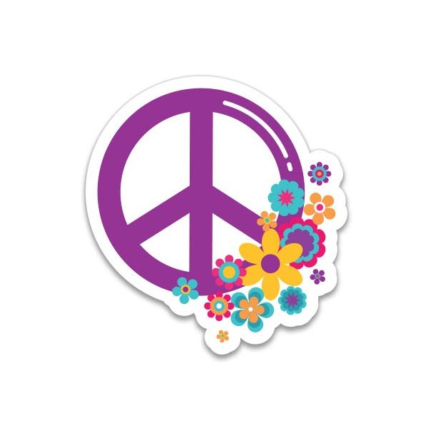 Peace Symbol with Flowers - 12" Vinyl Sticker Waterproof Decal