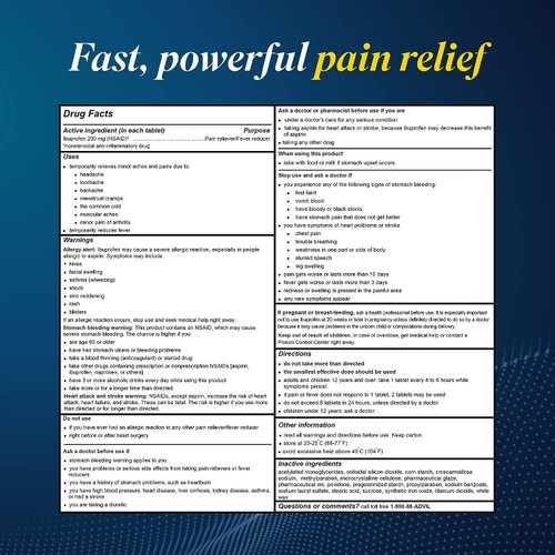 360 Advil Coated Tablets 200 Mg Pain Reliever