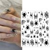 6 Sheets Spider Web Nail Art Stickers 3D Self-Adhesive Halloween Nail Decals Scary Spider Skull Bat Ghost Nail Stickers Black Silver Halloween Nail Decoration for Women Girls DIY Nail Art Designs
