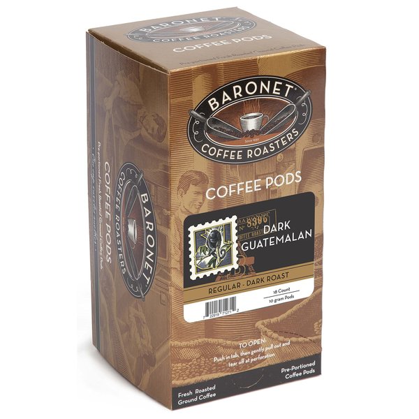 Baronet Coffee Pods [French Roast Kenya-54 Pods] Single Cup Use, Like Senseo Coffee Pods [3 Boxes of 18 Single Serve 10 Gram Pads] Regular Strength Soft Coffee Pods, Dark Roast [French Roast Kenya]