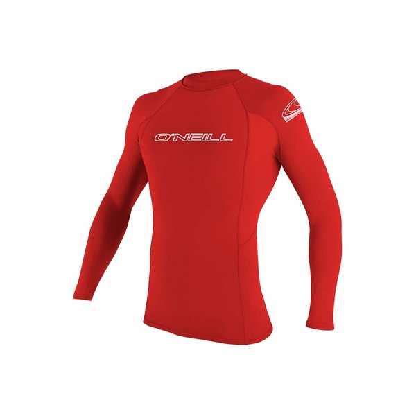 O'Neill Men's Basic Skins 50+ Long Sleeve Rash Guard, Red, S