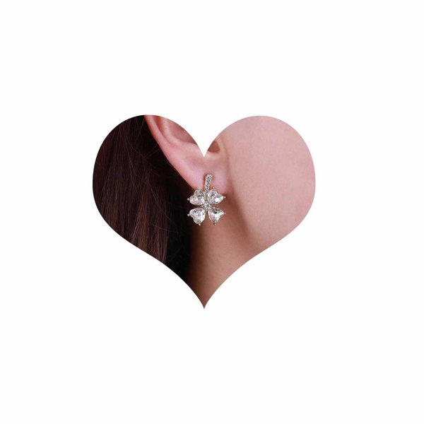 Sttiafay Vintage Crystal Flower Earrings Rhinestone Flower Stud Earrings Gold Crystal Petal Earrings Sparkly Cz Bridal Earrings Jewelry for Women and Girls