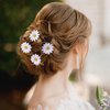 HINZIC 24pcs Daisy Hair Clips, Small Sun Flower Hairpins,Mini Flower Hair Clips Bridesmaid Girls Women Hair Accessories for Beach Wedding Decor, 38mm White
