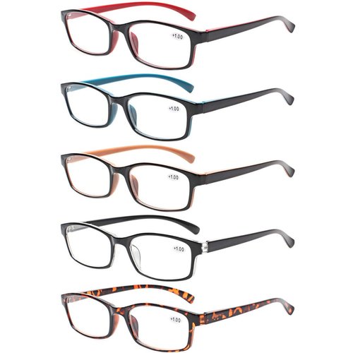 NORPERWIS Reading Glasses 5 Pairs Quality Readers Spring Hinge Vintage Glasses for Reading for Men and Women (5 Pack Mix Color, 2.00)