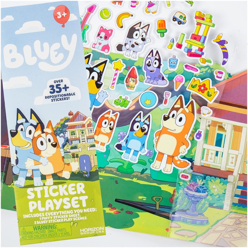 Horizon Group USA Bluey Sticker Playset, 2 Sticker Play Scenes, 35 ...