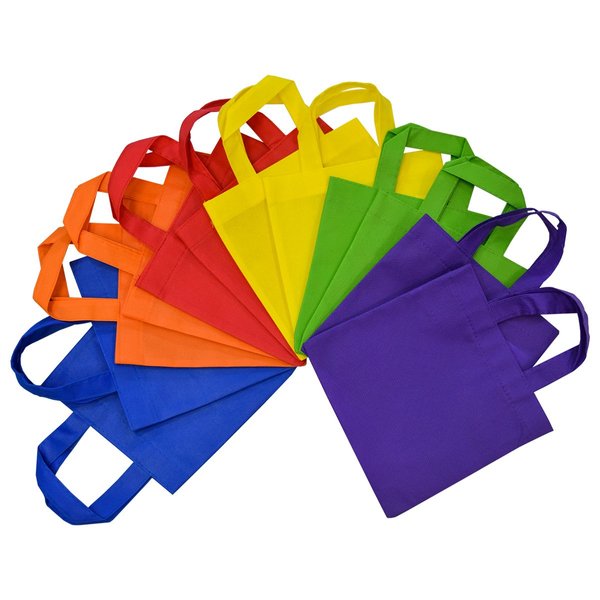 OccasionALL 6x6 12 Piece Multi Color Small Canvas Gift Bags with Handles, Reusable Bags, Party Bags, Bags for Gift Tiny Tote Bag for Candy Favors Gift