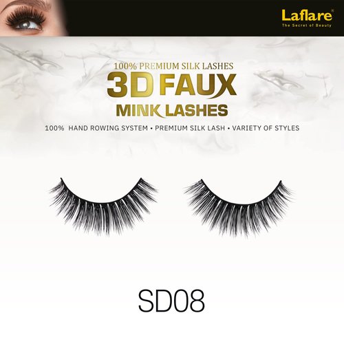 Laflare Silk Lashes 3D FAUX MINK Eyelashes, Light, Reusable, Handmade, Natural Looking, Professional Easy to Apply Eyelashes in a Knitted Style2-3 PACKS BUNDLE SPECIAL (3, SD08)