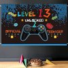 13th Birthday Backdrop Banner Video Game Decorations for Boys Level 13 Birthday Backdrop Decorations 13 Years Official Teenager Birthday Party Supplies