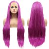 Purple Long Box Braided Wigs Micro Braided Lace Front Wigs for Women Hot Purple Braid Synthetic Wigs Glueless Heat Resistant Fiber Hair for Cosplay Party 28inches