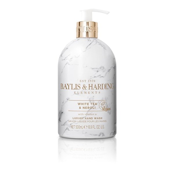 Baylis & Harding Liquid Hand Soap Wash with Dispenser, Elements, White Tea & Neroli, 16.9oz/500ml