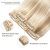 FUBILI Blonde Clip in Hair Extensions Real Human Hair 16inch 30g 5Pcs Platinum Blonde Remy Hair Extensions Clip ins for Women Long straight hair