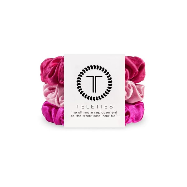 TELETIES - Small Scrunchie - 100% Natural Silk Hair Scrunchie - Soft & Gentle on Hair - Prevents Breakage & Damage - Safe for Sleep - Ideal for Thin-Medium Hair - For All Hair Textures - Rose All Day