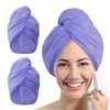 YoulerTex Microfiber Hair Towel Wrap - 2Pack Hair Head Drying Turban Curly Fast Absorbent Dry Anti Frizz Twist Plopping Long Shower Turban for Women with Button (Lilac Purple)