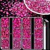 Resin Rhinestones for Crafting, 2 Boxes Hot Pink Multi Sizes Flatback Bedazzling Crystals for Crafts DIY Nail Art Deco, Non Hotfix Gems Charms for Tumbler Shoes Clothing Fabric Face Makeup Manicure