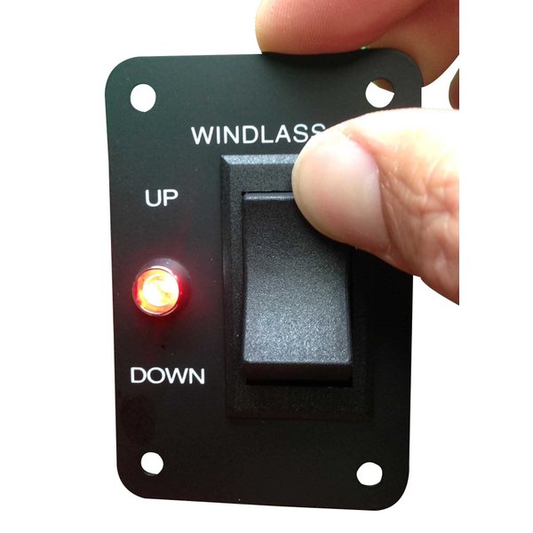 MARINE BOAT ANCHOR WINDLASS WINCH SWITCH ALUMINUM PLATE 2 WAY LED LIGHT