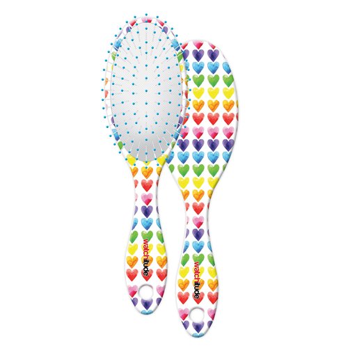 Watchitude: Scented Hair Brush - Watercolor Hearts - Kids Berry Scented Stylish Brush, Wet Or Dry Hair, Durable Bristles, Soft Touch Rubberized Finish