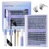 SUMFORMI DIY Lash Extension Kit Natural Eyelash Extension Kit Wispy Lash Clusters Kit Waterproof Single Lashes Extension Kit Natural Look Eyelash Cluster Lash Kit D Curl 8-16MM at Home S04D08(Fluffy)