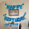 Blue Happy Birthday Balloons Banner, 3D Mylar Foil Letter Birthday Balloons with 6pcs Star Balloons, Birthday Party Decorations for Kids Boys Men Adults Birthday Party Supplies
