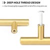goldenwarm 5Pcs Brushed Brass Cabinet Cupboard Drawer Door Handle Pull Knob for Furniture Kitchen Hardware 3in Hole Center 5in Overall Length