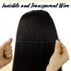 TIVBOES Wire Hair Extensions 16 inch 95g Natural Black Straight Remy Hair Extensions with Invisible Fish Wire Hair Extensions Real Human Hair