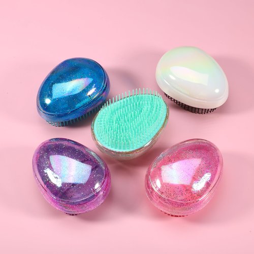 VOCOSTE Hair Brush, Travel Portable Hair Brush, Detangling Hair Brush, Mini Egg Shape Massage Hair Brush for Women, Blue