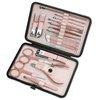 ZIZZON Manicure Set 18 in 1 Professional Pedicure Set Nail scissors Grooming Kit with Leather Travel Case Pink