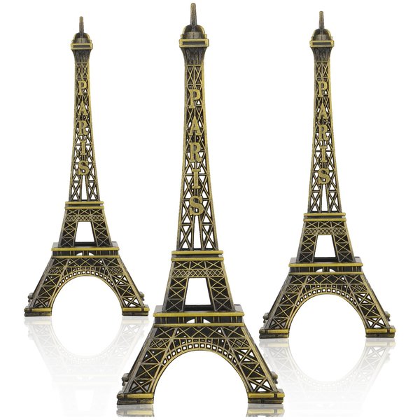Shimeyao 3 Pcs 9.85 Inch Eiffel Tower Cake Topper Paris Eiffel Tower Centerpiece Mini Statue Decor Figurine Table Tower Eiffel Home Decoration for Party