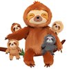 OUOZZZ Sloth Stuffed Animals with Babies Inside 19" Sloth Plush Toys with 4 Babies Sloth - Gift Present Toys for Girls Boys Kids Toddler