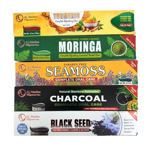 Ultimate Toothpaste Combo - Seamoss, Moringa, Charcoal, Black Seed & Turmeric Toothpaste - Oral Care for Sensitive Teeth - Paraben-Free - Refreshing Oral Care - Pack of 5