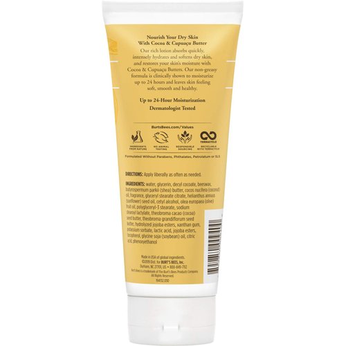 Burts Bees Butter Body Lotion for Dry Skin with Cocoa & Cupuau, 6 Oz (Package May Vary)