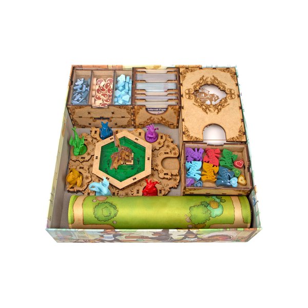 TowerRex Organizer for Flamecraft Base Game 7 Dragons Tray - Upgrade Board Game with Storage Box Organizer for Cards, Tokens and Dice - Board Game Accessories for Components of Flamecraft