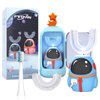 FTOYIN Kids U Shaped Electric Toothbrush with 3 Brush Heads, Sonic Toothbrush Kids with 5 Modes, 45s Smart Reminder Cartoon Astronauts 360-Degree Cleaning IPX7 Waterproof Design for Age 2-12