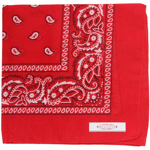 Soophen Paisley One Dozen Cowboy Bandanas (Red 22 X 22 in, 12-Pack)